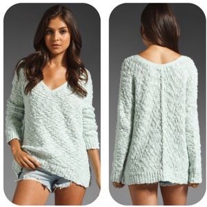 Free People Songbird Boucle Knit Mint Sweater S